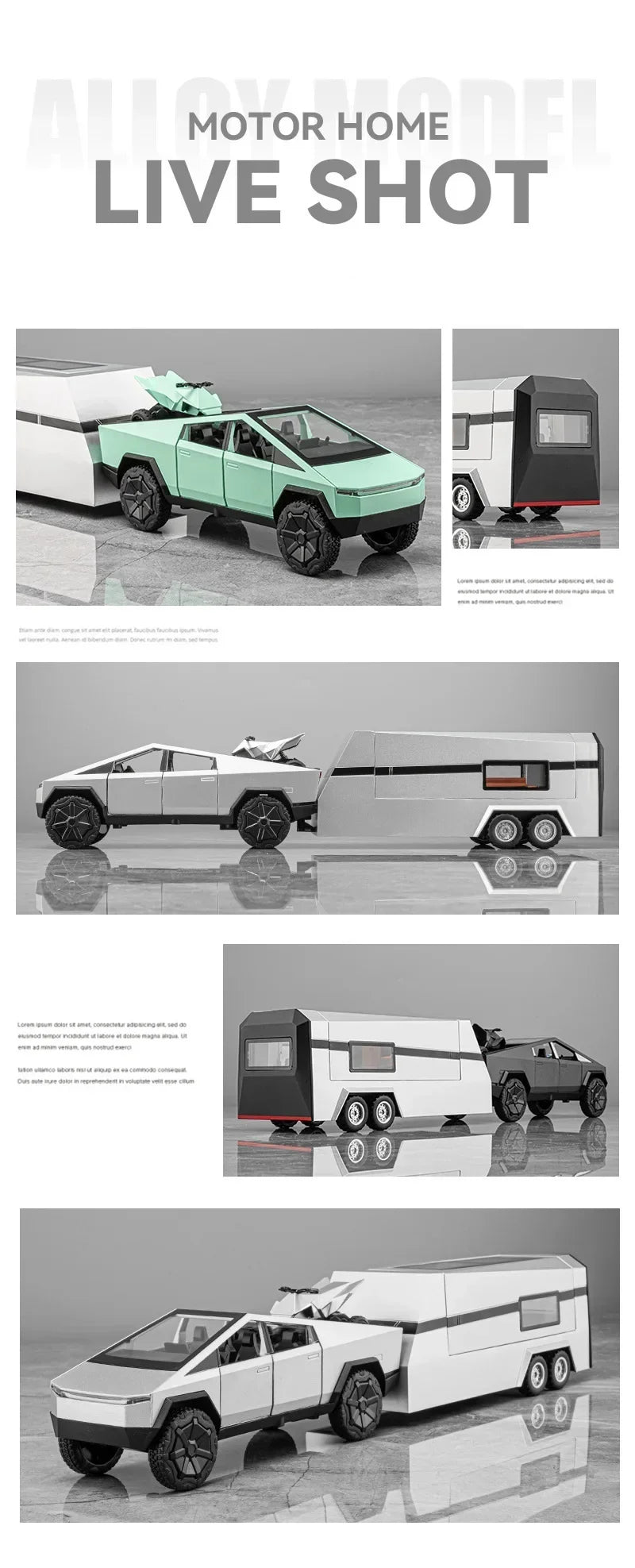 1:32 Tesla Cybertruck Diecast Alloy Model Car with Sound & Light – Off-Road Truck Toy Gift for Kids with Carrying Suitcase