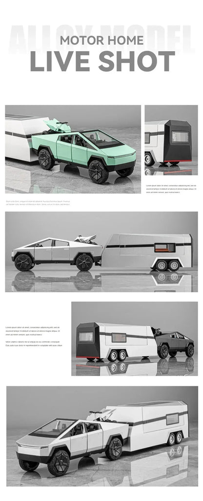 1:32 Tesla Cybertruck Diecast Alloy Model Car with Sound & Light – Off-Road Truck Toy Gift for Kids with Carrying Suitcase