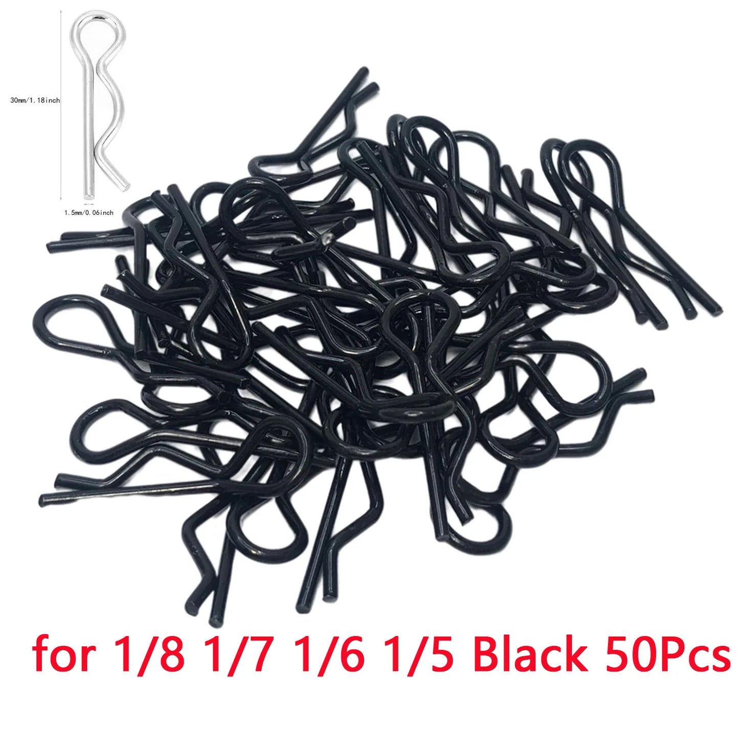 50PCS RC Car Body Clips & Pins — R Buckles for 1/5, 1/6, 1/7, 1/8, 1/12, 1/14, 1/16 RC Cars, Compatible with TRAXXAS & SCX10
