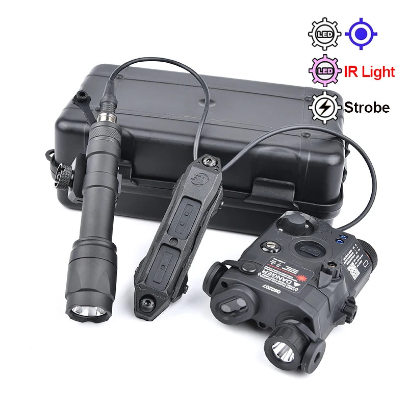 PEQ-15 Tactical SureFire M600C/M300A Flashlight — AR15 Airsoft Dual Control Switch with Red/Green/Blue Laser, Hunting Accessory