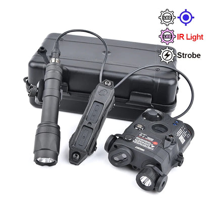 PEQ-15 Tactical SureFire M600C/M300A Flashlight — AR15 Airsoft Dual Control Switch with Red/Green/Blue Laser, Hunting Accessory