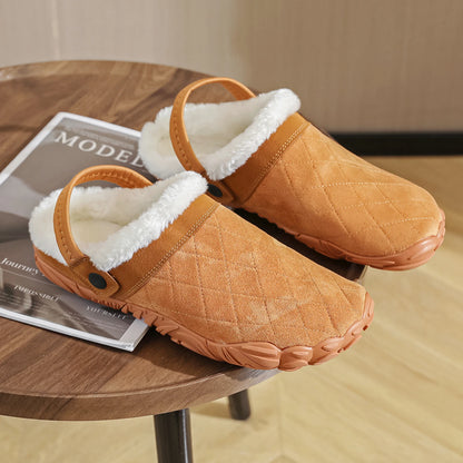 Chamois Leather Indoor Flip Flops – Warm Cotton Bedroom Slippers for Men & Women, Wide Toe Home Footwear