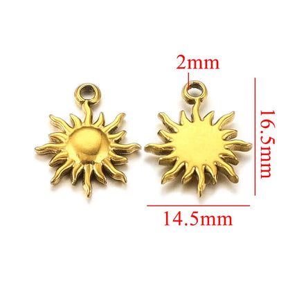10PCS Stainless Steel Gold-Plated Sun Flower Crown Charms – DIY Necklace & Earrings Jewelry Making Accessories