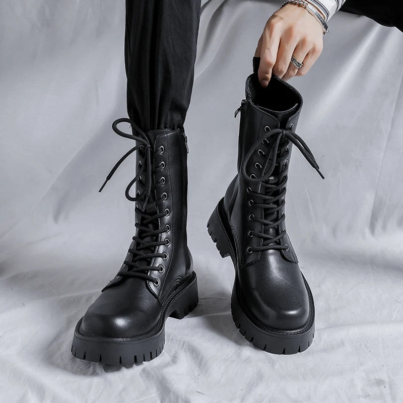 Luxury Brand Men's High Top Boots – Designer Leather Casual, Business & Outdoor Work Boots for Men