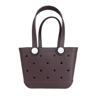 EVA Medium Oval Beach Bag – Waterproof Large Capacity Hollow Design Handbag, Fashion Sports Style Portable Open Mouth Tote