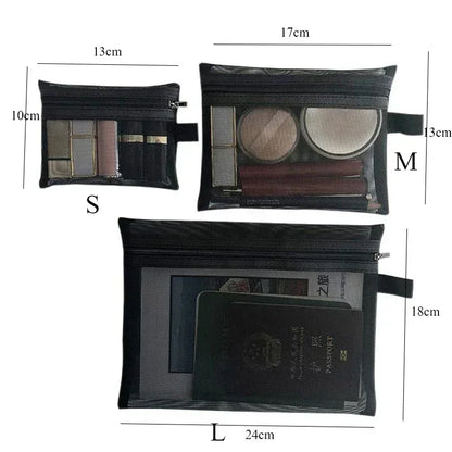 Female Makeup Pouch – Portable Small & Large Mesh Cosmetic Bag, Toiletry Beauty Case, Travel Makeup Organizer Storage Bag