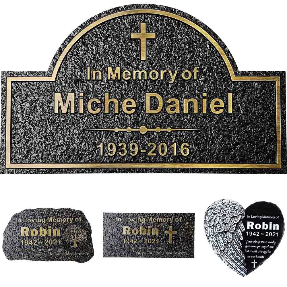 Personalized Memorial Plaque – Custom Engraved Grave Marker for Loved Ones or Pets (Dog & Cat), Remembrance Plaques