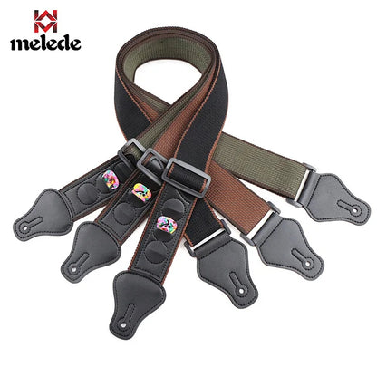 New High-Quality Cotton Guitar Strap – Adjustable Length, 6.2cm Wide for Acoustic & Electric Bass Guitars
