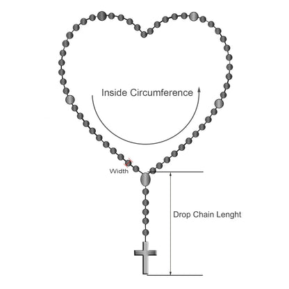 6mm Pink Rosary Necklace – Rose Glass Beads Chain with Crucifix Cross INRI Pendant, Religious Prayer Jewelry for Men & Women