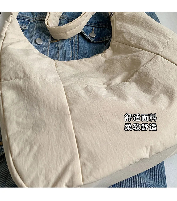 2025 Trendy Women's Soft Cloth Shoulder Bag – Solid Color, Y2K Casual Style, Crossbody Handbag for Students