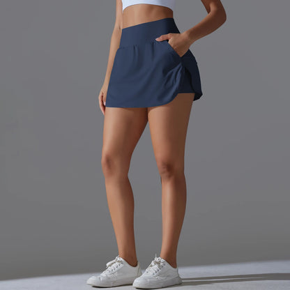 Outdoor Sports High Waist Yoga Skirt — Breathable Badminton Tennis Active Fitness Athletic Short Skirt