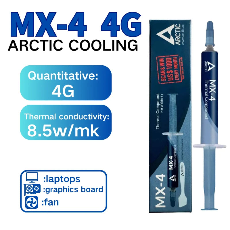 MX4 Thermal Paste 4g — High-Performance MX-4 Silicone Grease for CPU, GPU & Printer HeatSink Cooling