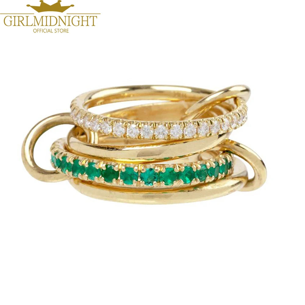 2026 Spinelli Stacking Rings - Iced Out 5A CZ Micro Pave Multi-Piece Engagement Finger Jewelry Set for Women