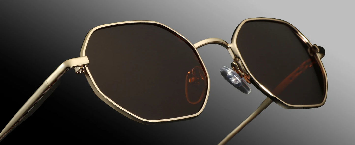 ZENOTTIC Retro Small Polygon Polarized Sunglasses — Metal UV400 Anti-Glare Shades for Men & Women, Driving & Outdoor Eyewear