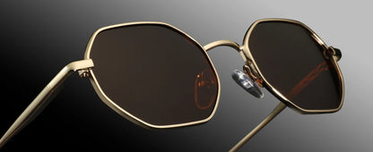 ZENOTTIC Retro Small Polygon Polarized Sunglasses — Metal UV400 Anti-Glare Shades for Men & Women, Driving & Outdoor Eyewear