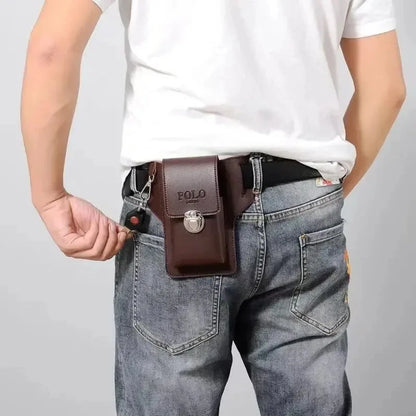 2024 Men’s Leather Belt Phone Waist Pack – Multifunctional PU Card & Key Organizer Portable Waist Bag Gift Idea