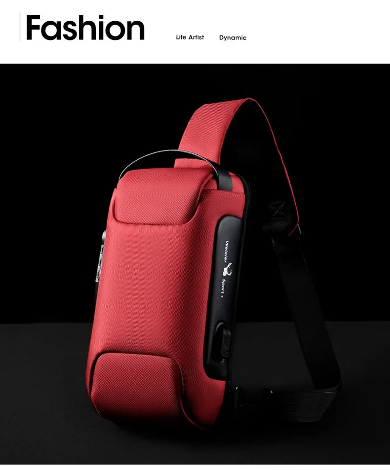 Designer Multifunction Anti-Theft USB Shoulder Bag – Travel Crossbody Messenger Sling Chest Bag for Men, Luxury Brand