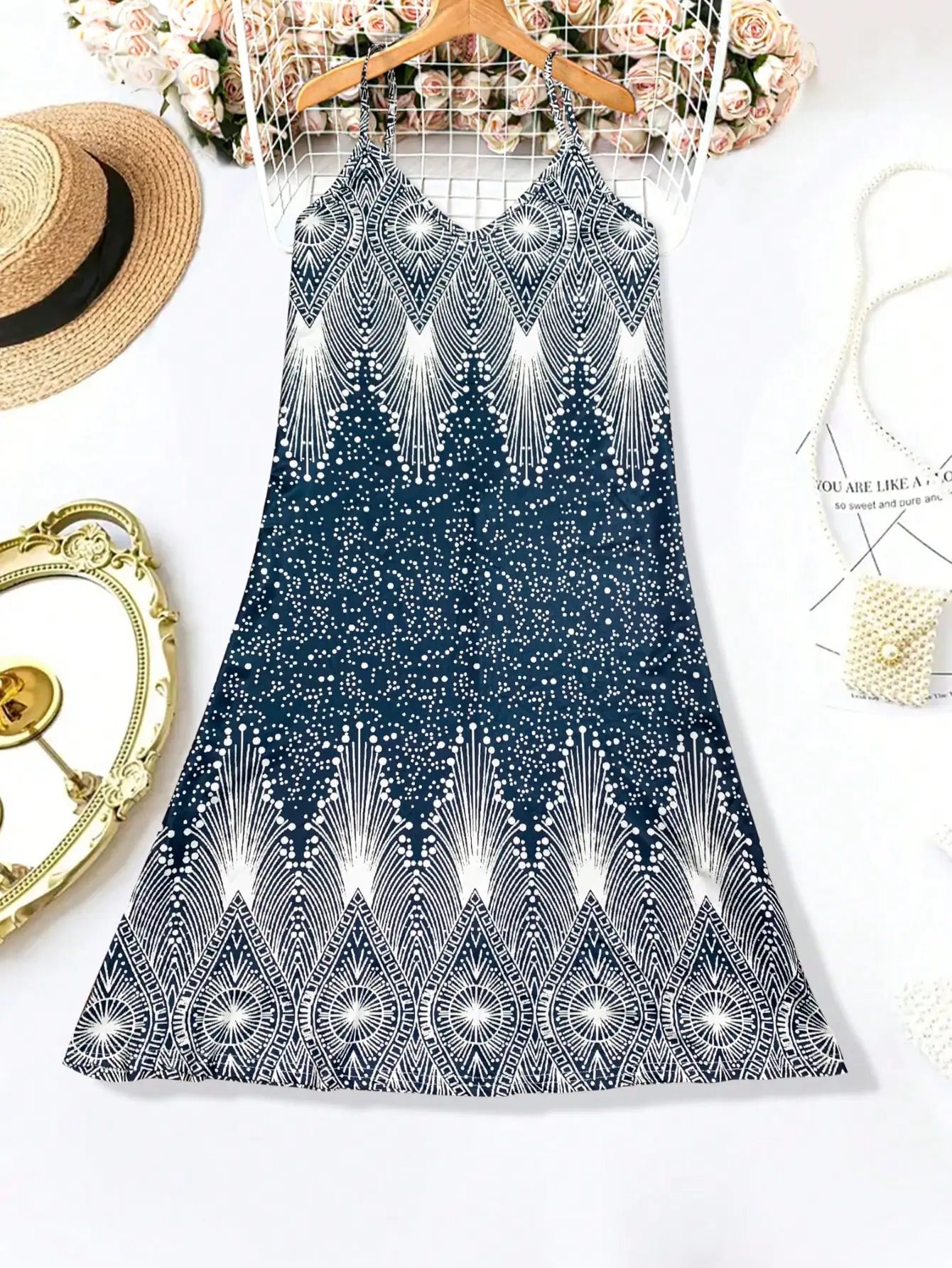 Women’s Strappy Floral Summer Dress – Sleeveless V-Neck Sundress for Beach, Casual & Everyday Summer Outfits
