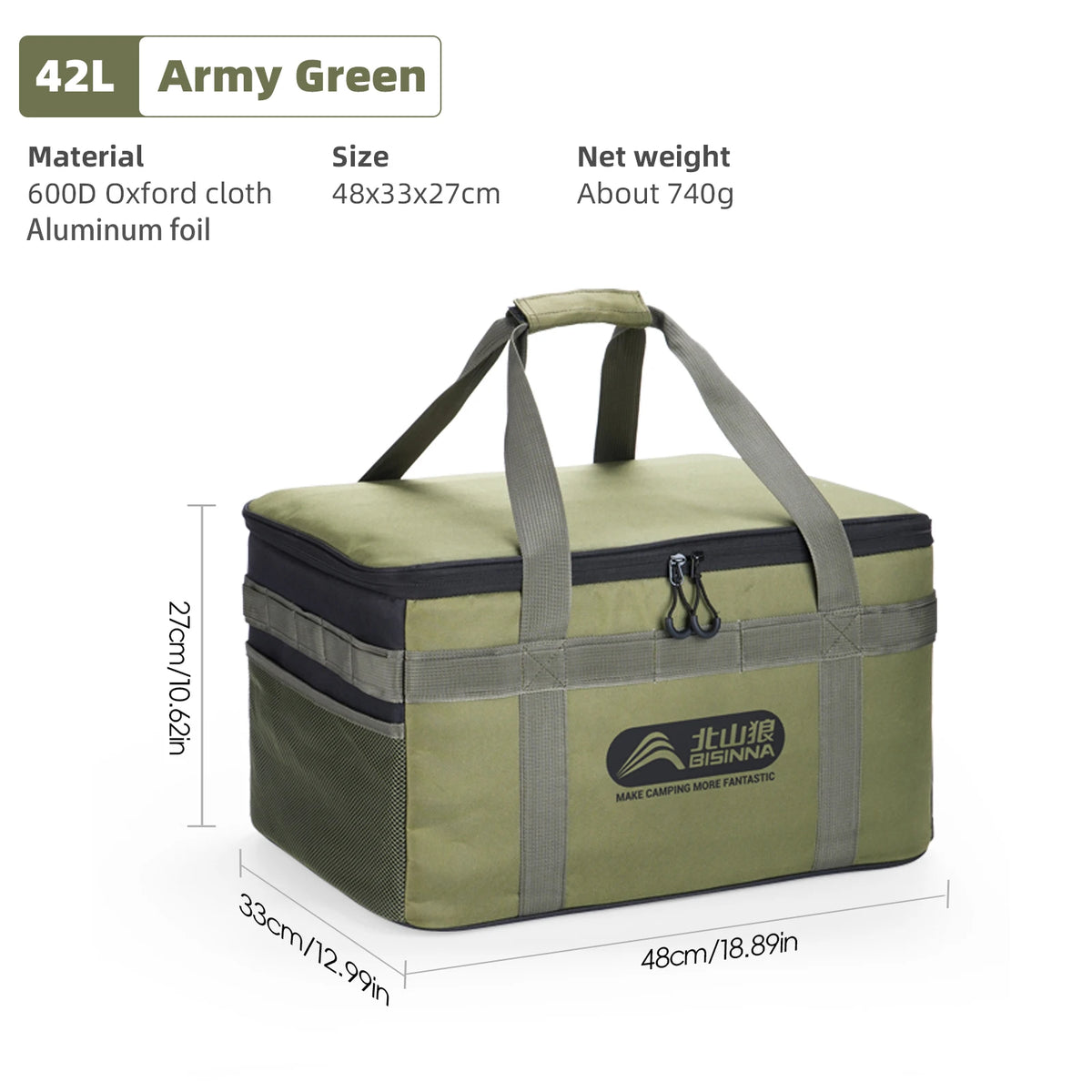 BISINNA Outdoor Camping Storage Bag - 26L/30L/42L Folding Gas Tank & Cookware Organizer with Adjustable Dividers