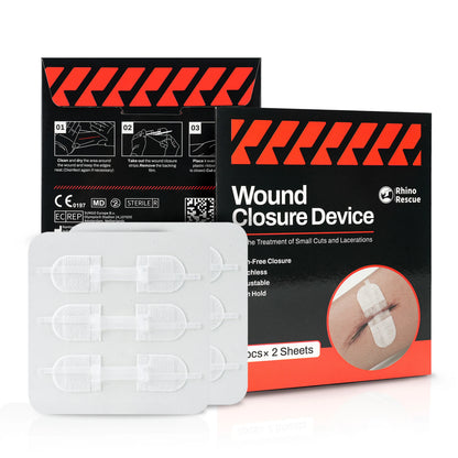 RHINO RESCUE Zip Stitch — Wound Closure Strips, Adhesive Bandages for Cut Care Without Sutures