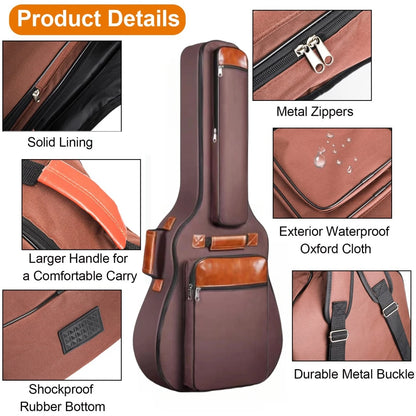 Miwayer 41 Inch Acoustic Guitar Bag – Waterproof Oxford Nylon, Thick Padded Gig Case with Double Shoulder Straps Backpack Style