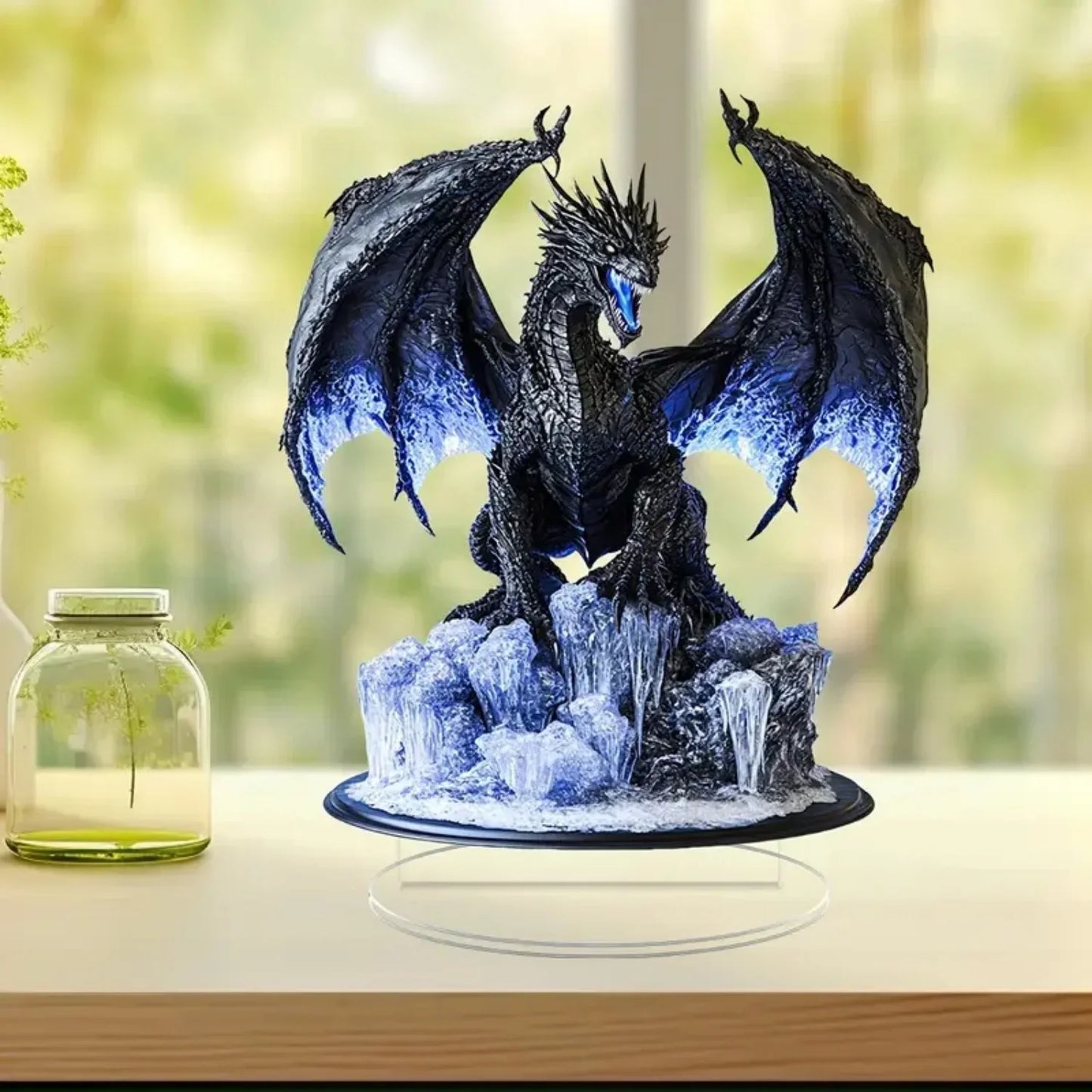 Black Dragon Lightning Acrylic Plaque - 2D Decorative Display Sign for Home, Office, Cafe & Studio