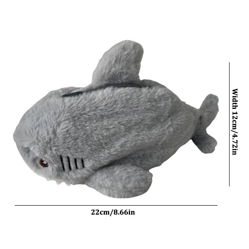Large Capacity Plush Shark Pencil Case – Cute Ocean-Themed Pen Pouch, Portable Cosmetic & Storage Bag