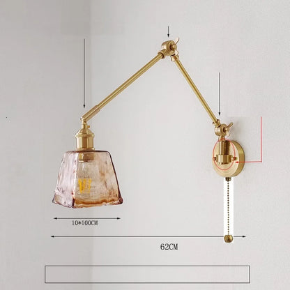 IWHD 2022 Ceramic Copper LED Wall Lamp — Adjustable Swinging Long Arm Light for Bedroom & Living Room