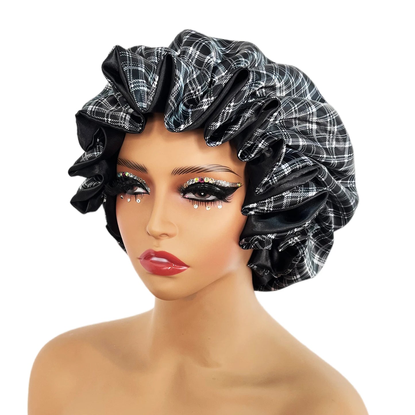 Women’s Satin Bonnet Cap – Double Layer Silky Big Bonnet, Printed Sleep Cap & Head Wrap for Ladies