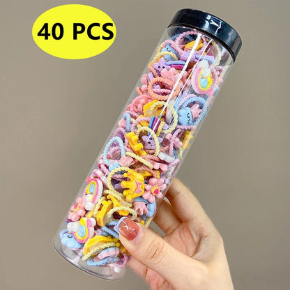 10/40PCS Cute Flower Hair Accessories - Elastic Hair Bands and Colorful Hair Rings for Girls, Birthday Parties, and Everyday Wear
