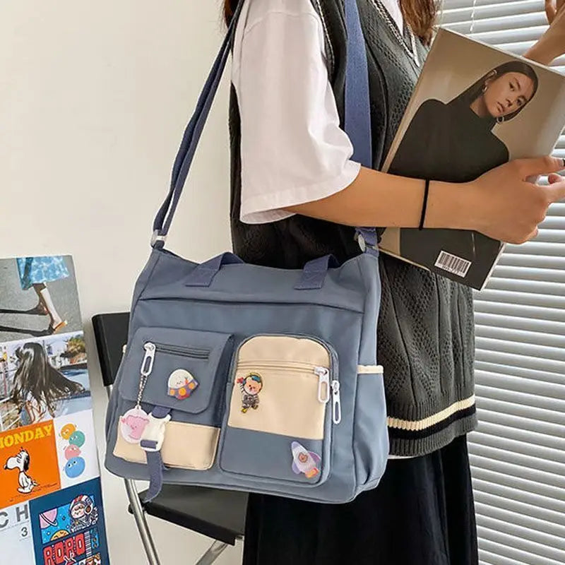 Waterproof Canvas Women’s Handbag – Nylon Shoulder Tote, Oxford Crossbody Messenger Bag for Girls