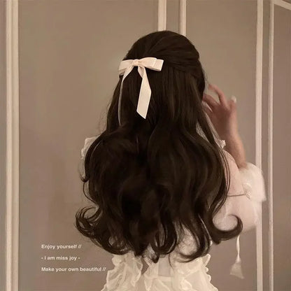 Fashion Cute Fabric Hair Bow Hairpin – Black & White Ribbon Hair Clips, Headwear for Women, Hair Jewelry Accessories