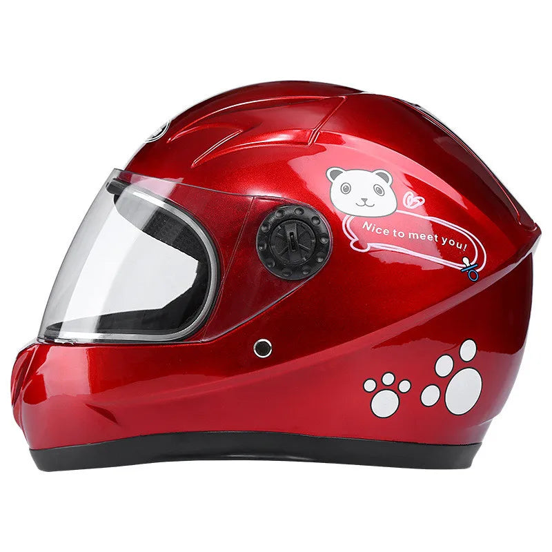 New Cute Children’s Full Face Helmet – Safety Bike & Motorcycle Helmet for Kids, Adjustable for Outdoor Sports, Four Seasons Protection