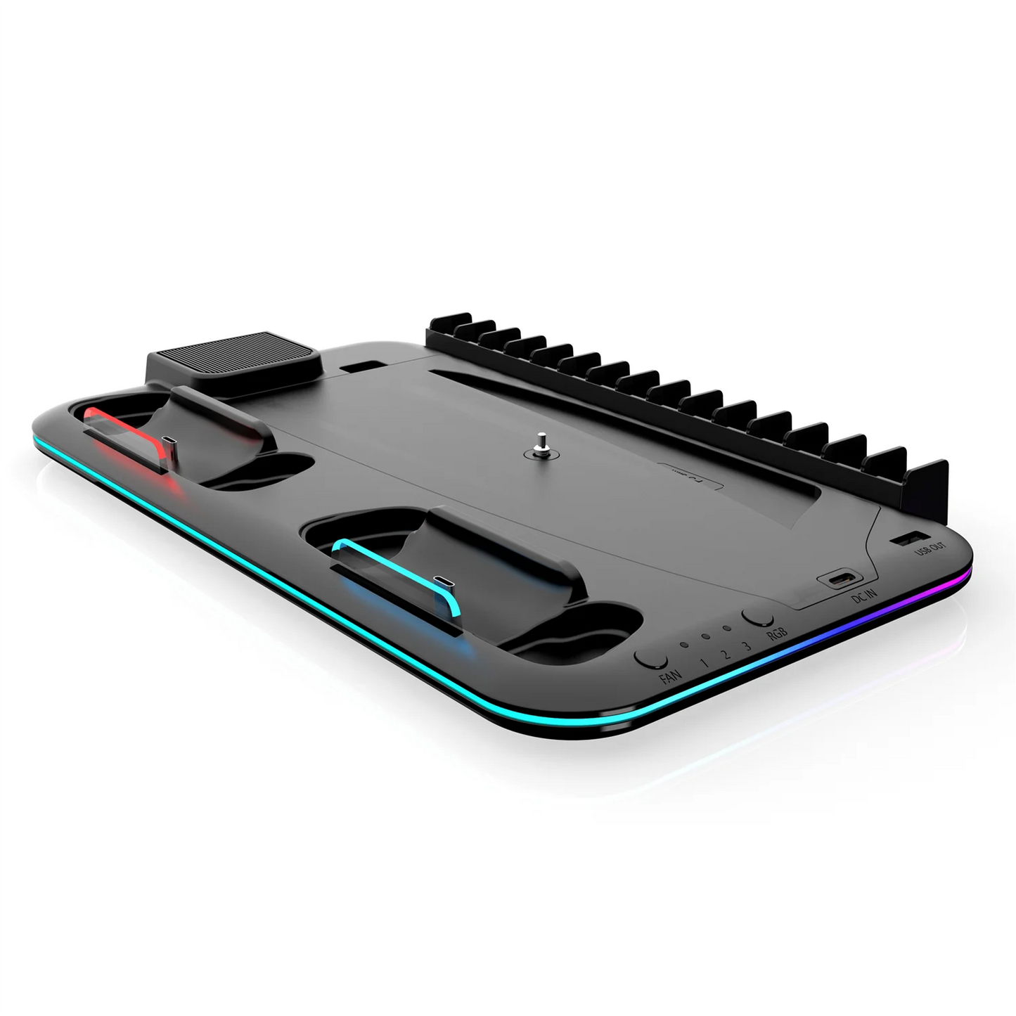 RGB Turbo Cooling & Charging Station for PS5 — 3-Level Fan with Controller & Headset Holder | Digital & Disc Edition
