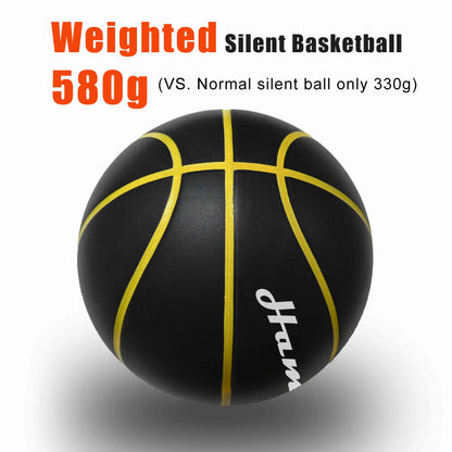 580G Silent Indoor Basketball – Noiseless Size 7 PU Foam Airless Ball with Quiet Bounce, 90% Real Feel