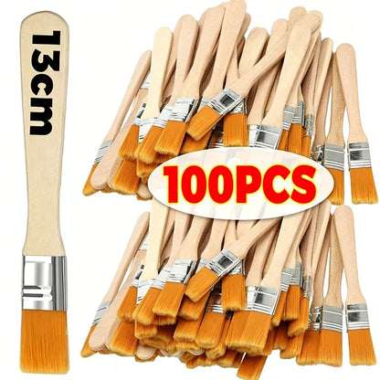 Paint Brush Set - Soft Nylon Bristle Wooden Handle Brushes for Watercolor, Oil Painting, Drawing & Cleaning