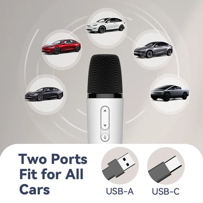 Tesla T1 Car Karaoke Microphone - Rechargeable Mic with USB-A & USB-C Receiver, Plug-and-Play Wireless Karaoke System