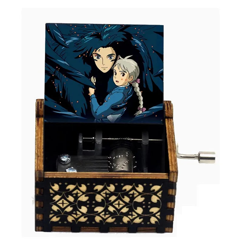 Howl's Castle Music Box - Anime Themed Hand Cranked Wooden Merry-Go-Round Life Song - Perfect Birthday & New Year Gift