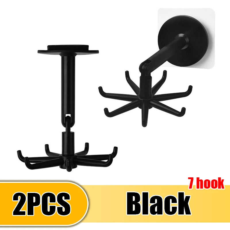 Kitchen 7-Claw Rotatable Hook Rack – 360° Multi-Purpose Spoon & Utensil Hanger, Storage Organizer Accessories