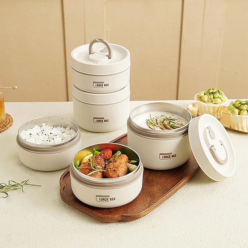 Portable Insulated Lunch Container Set – 3 Stackable Thermal Food Storage Boxes for Adults & Kids