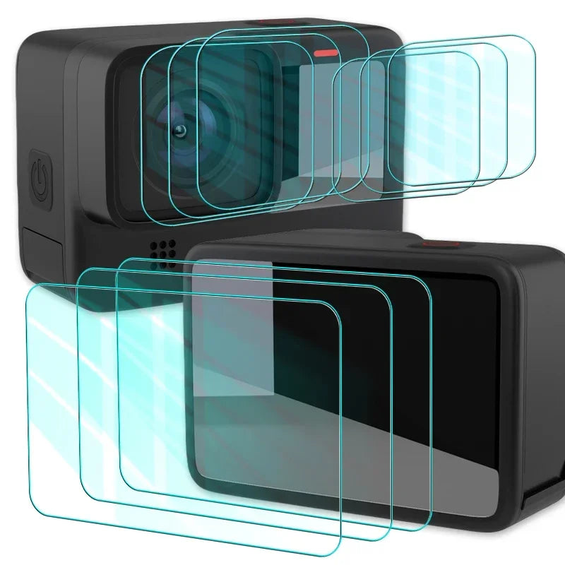 1-9PCS HD Tempered Glass Screen Protector Set – Front & Back Lens Protective Film for GoPro Hero 9-13 Black Cameras