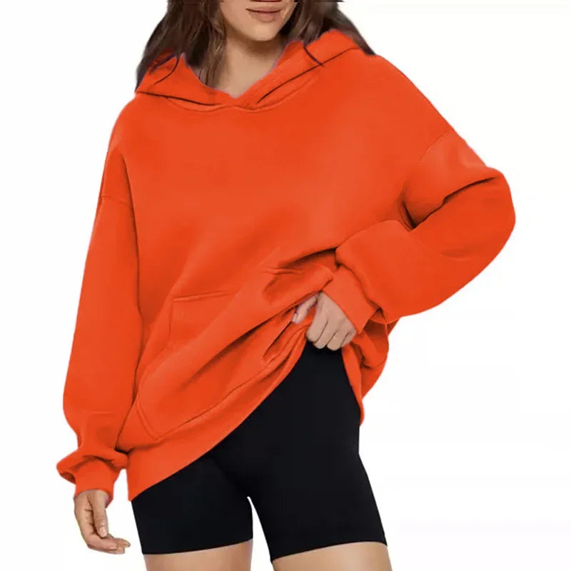 Oversized Hoodie Sweatshirt — Unisex Loose Fit, Drop Shoulder, Cuffed Sleeve Winter Casual Sportswear