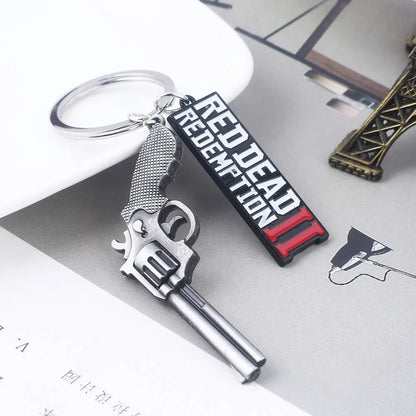 Red Dead Redemption 2 Arthur Morgan Revolver Keychain - Game-Inspired Bag Charm and Cosplay Gift for Fans