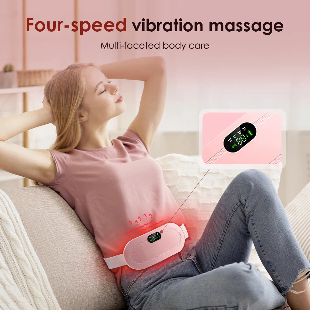 Electric Heating Pad for Women – Menstrual Cramp Relief Vibrator, Period Pain Massager & Abdominal Belt Warmer