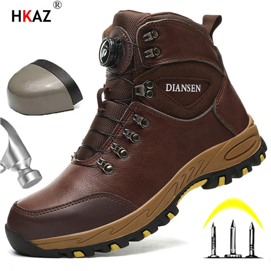 Rotating Button Safety Shoes for Men – Steel Toe, Indestructible, Puncture-Proof Work Sneakers & Protective Boots