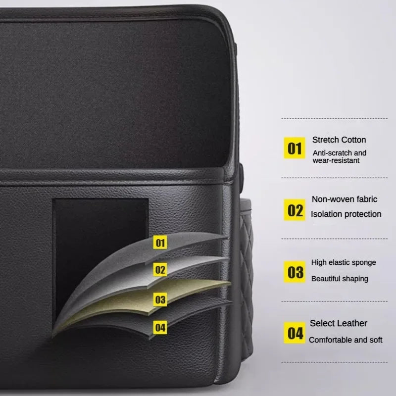 Car Seat Middle Hanger Storage Bag – Luxury Auto Handbag Holder, Tissue Pockets, and Seat Organization Bag