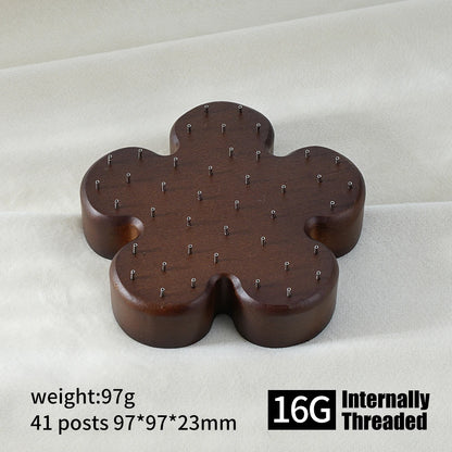 High-Quality Beech Wood Jewelry Display Stand — Push Pin Holder for 16G/14G Threadless Piercing & Body Jewelry