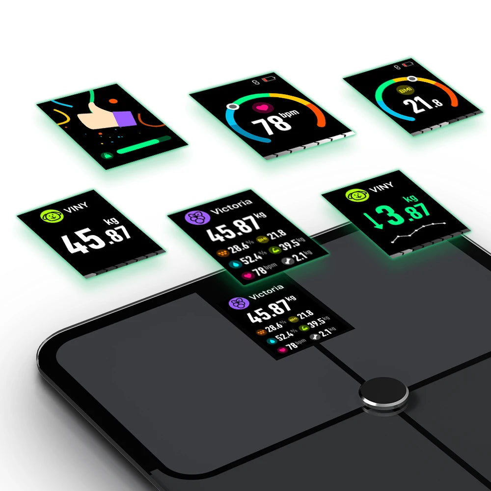 Digital Body Fat Scale — Smart TFT Color Screen with Heart Rate Monitoring for Precise Body Weight Measurement