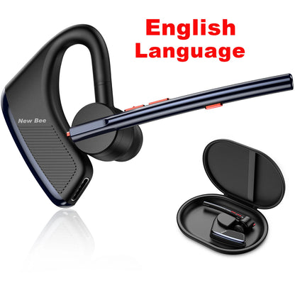 New Bee M50 Bluetooth Headset – Wireless Earpiece with Dual Mic, CVC8.0 Noise Cancelling, 24H Talk Time, V5.2 Handsfree Earphones