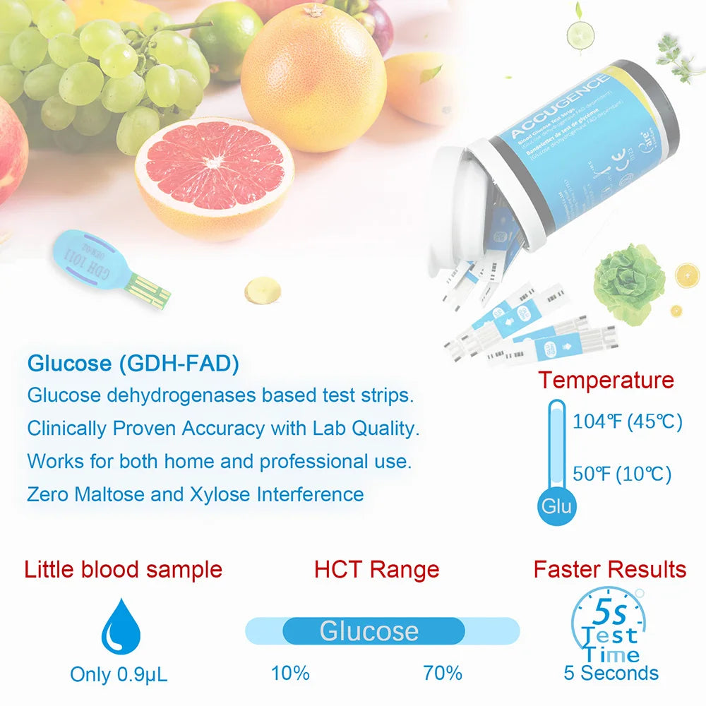 ACCUGENCE Multifunctional Test Strips - Blood Glucose, Ketone, Hemoglobin and Uric Acid Testing for PM800/PM900 Monitors